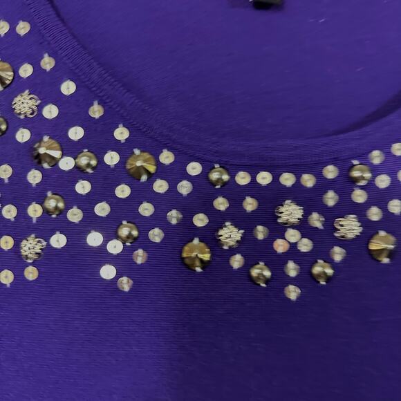 Cable & Gauge Sequin Bejewelled Purple Sweater XL - Picture 4 of 10